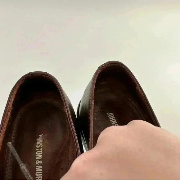 Johnson and Murphy mens oxfords size 10.5 brown leather square bicycle toe